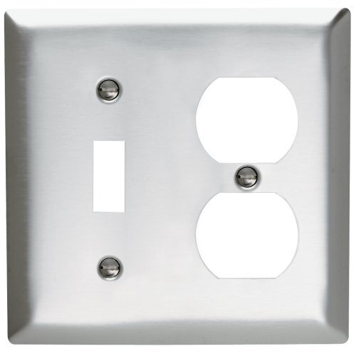 Legrand - Pass & Seymour SL18CC10 Wall Plate Stainless Steel 430 Two Gang Single Toggle Single Duplex No Line